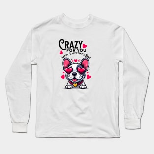 French Bulldog in Love Print art illustration Puppy Valentines gifts Long Sleeve T-Shirt